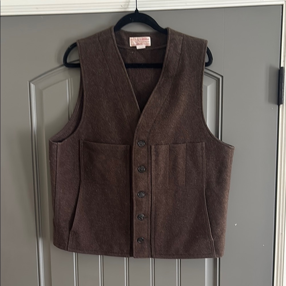 Vintage Brown Wool Button-Up Vest